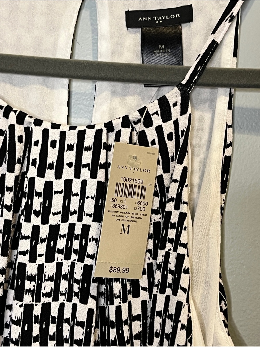 NWT Ann Taylor Black and White Geometric Midi Dress - Picture 3 of 5